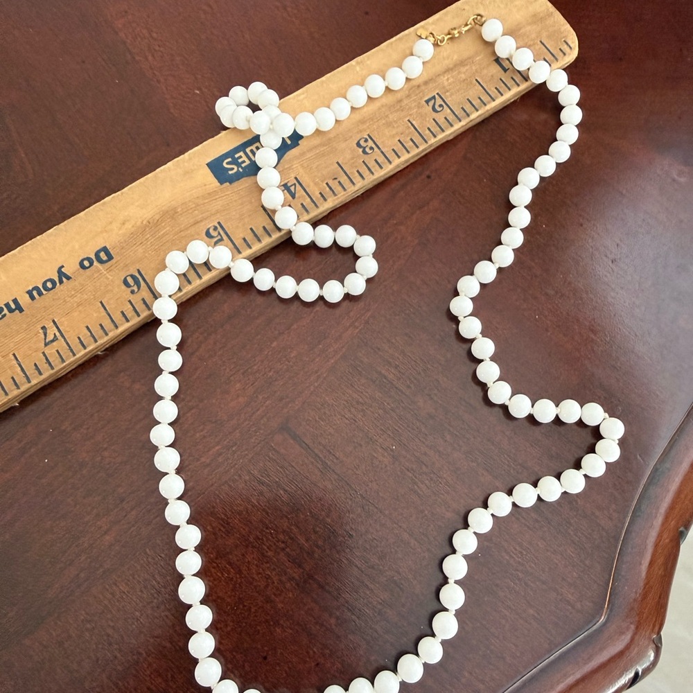 Vintage Monet White Bead Necklace